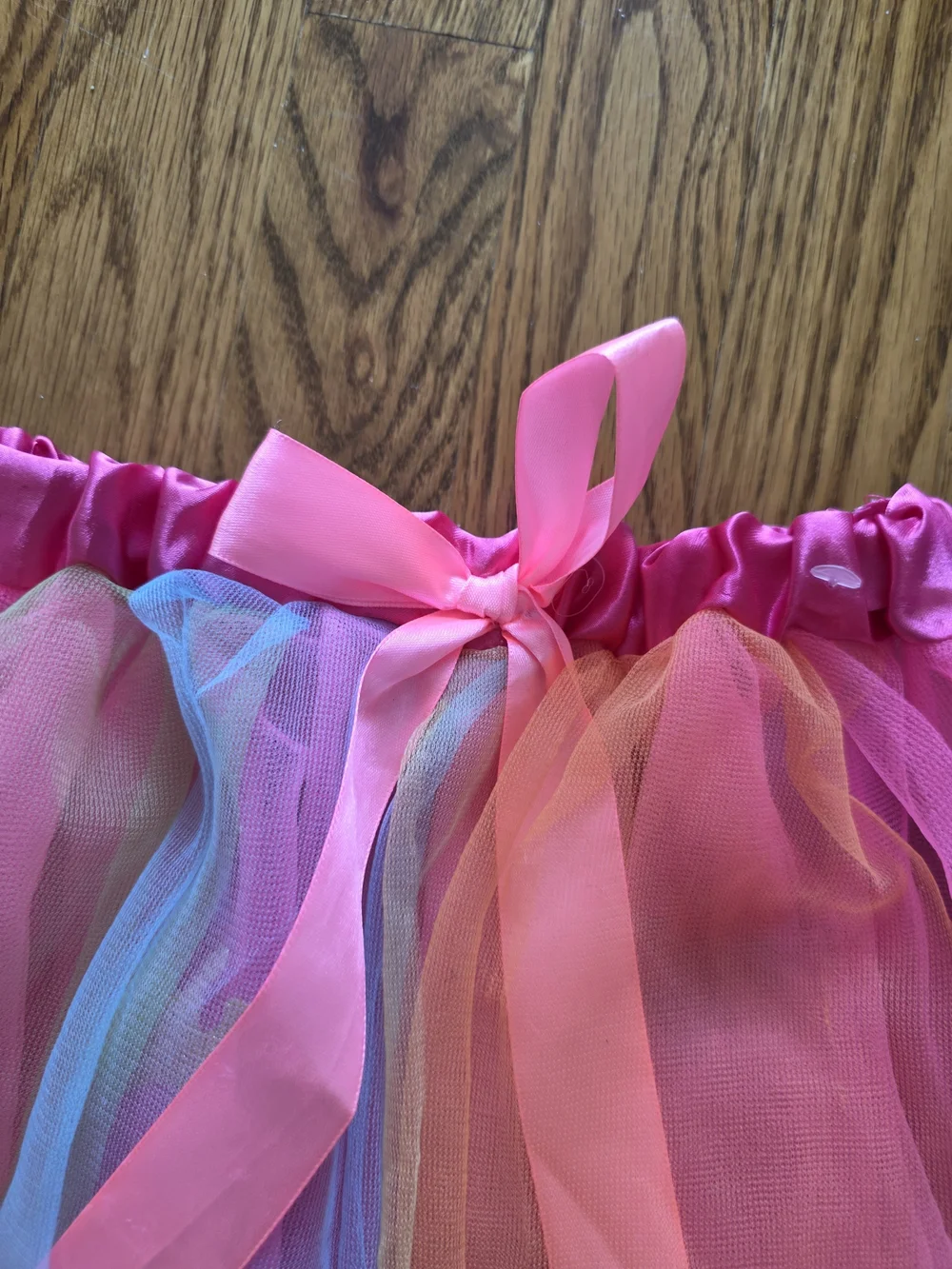 Expressions Pink Multicolor Pom-Pom Tulle Skirt with Ribbon Waist